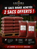 Lot de 10 sacs de paillage décoratif rouge 40 L + 2 offerts